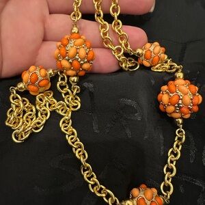 Elegant Gold and Orange Beaded Necklace